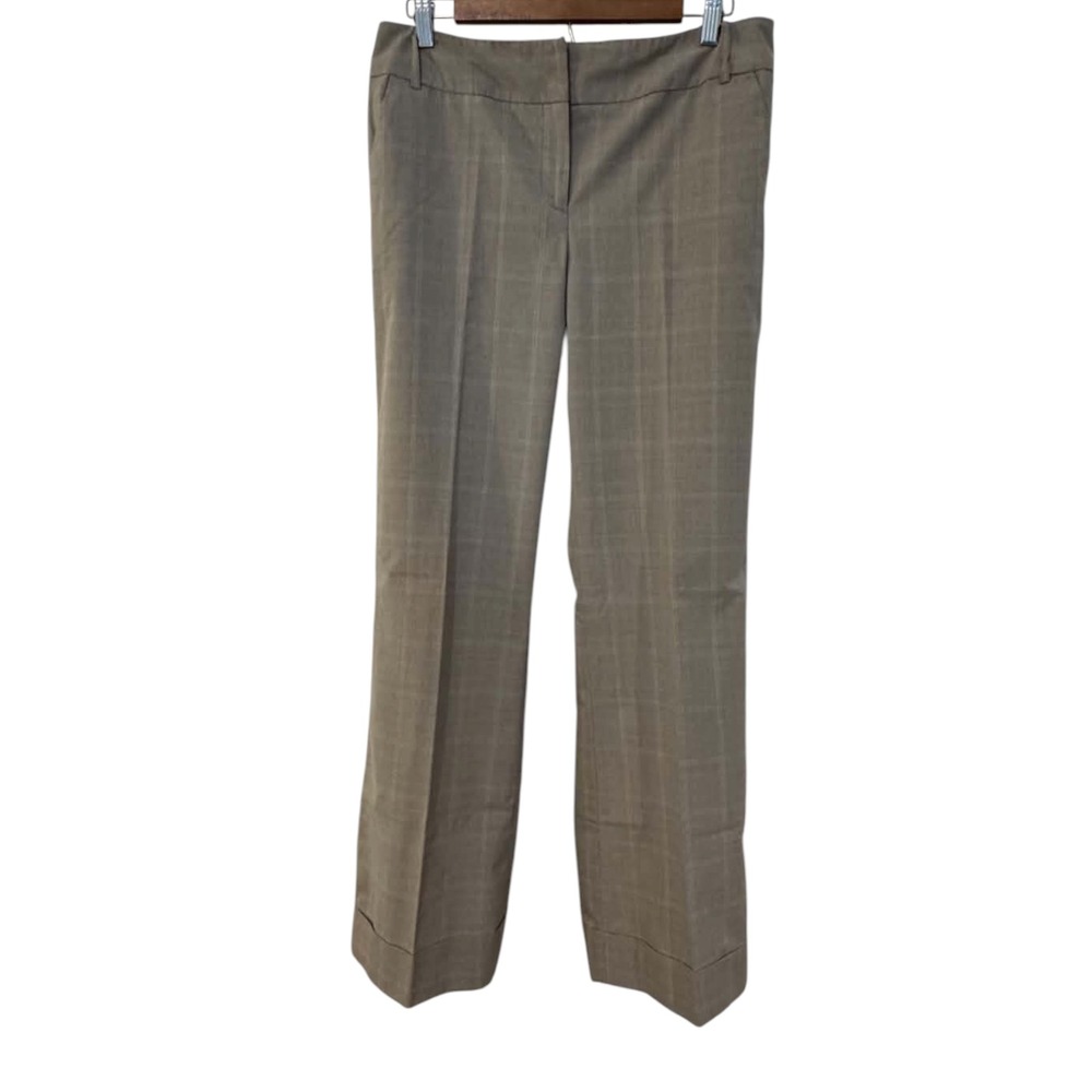 Cato Dress Pants Womens 10 Tan Excellent Plaid Cuffed Straight Leg Trousers